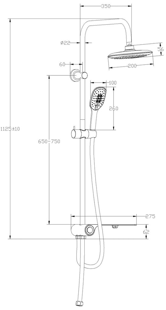 Schutte Aquastar douchesysteem met planchet chroom/antraciet