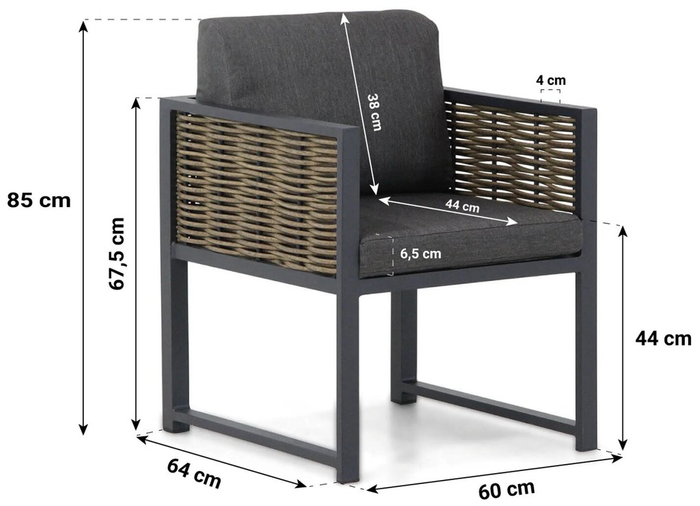 Tuinset 6 personen 230 cm Aluminium/wicker Grijs Santika Furniture Santika
