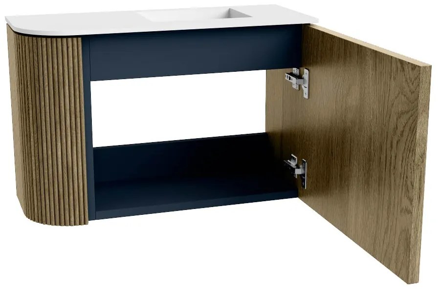 Mondiaz Joya 60cm toiletmeubel ronding links dusk met wastafel faye rechts zonder kraangat talc