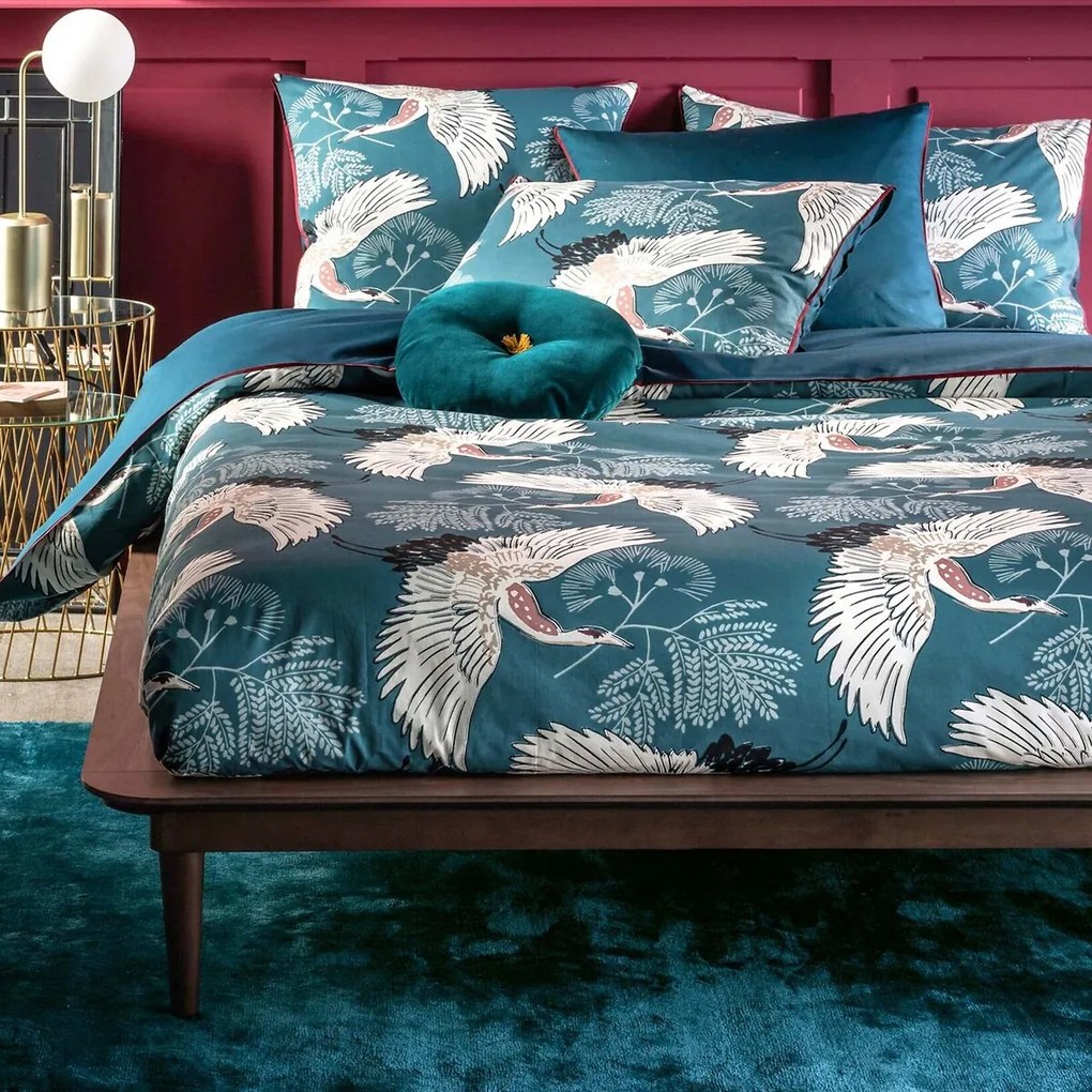 Kussensloop in perkalkatoen Grues Bleu