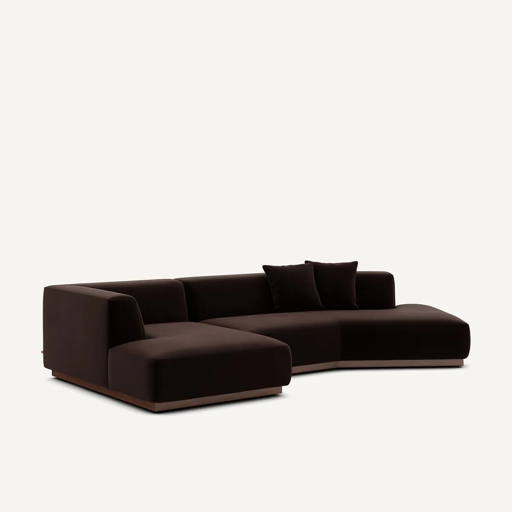 Linker open hoekbank fluweel, Jacopo