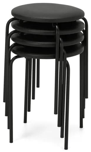 MADE Essentials Set of 4 Luno stacking stools, Black PU