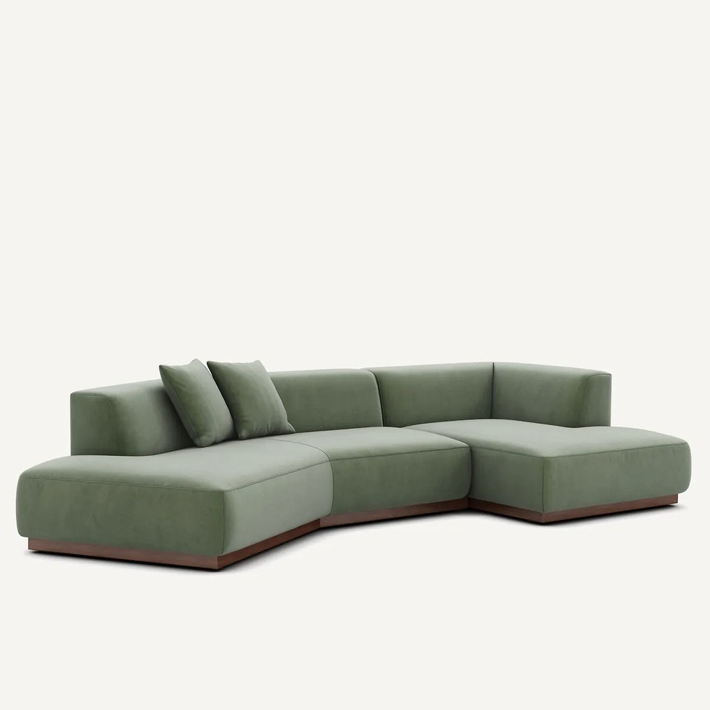 Rechter open hoekbank in fluweel, Jacopo