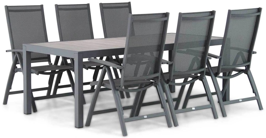 Tuinset 6 personen 220 cm Aluminium/Textileen /Aluminium/textileen Grijs Presto Vasto/Residence