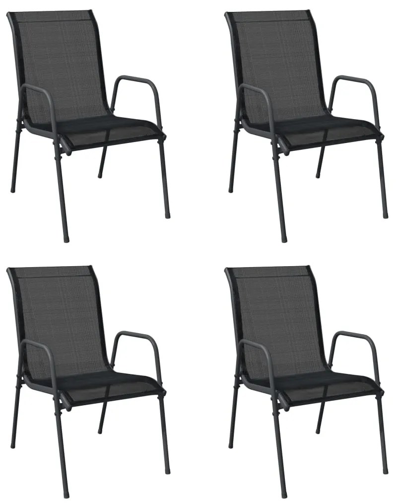 vidaXL Tuinstoelen 4 st staal en textileen zwart