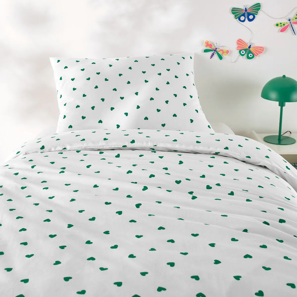 Beddengoed voor kinderen, van 50% gerecycled katoen, met rechthoekig kussensloop, Scacco groen
