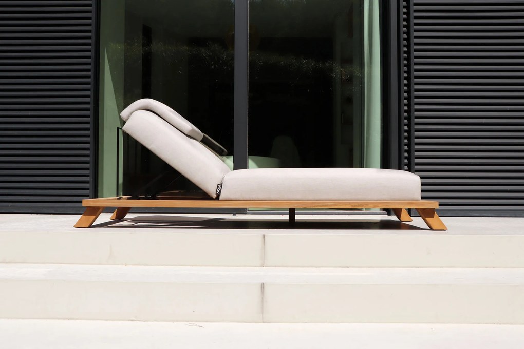 Flow Lumosa daybed Graumel chalk met teakhouten frame SALE