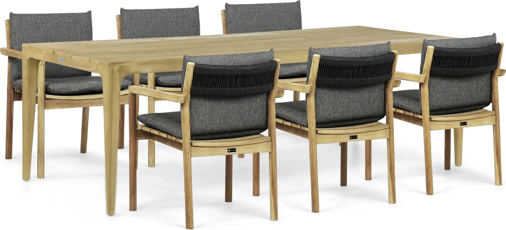 Tuinset 6 personen 240 cm Teak Old teak greywash Santika Furniture Santika