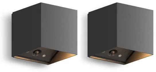 2x Falerna Oplaadbare Up & Down Wandlamp Zwart