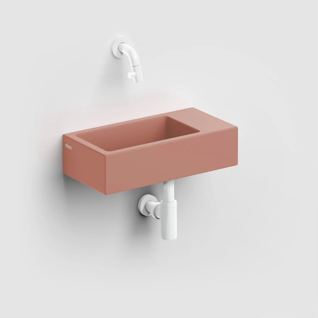 Clou Flush 3 keramische fontein 36cm zonder kraangat rechts roze mat