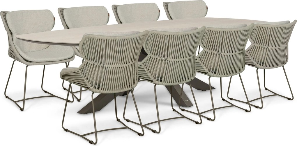 Tuinset 8 personen 300 cm Rope Taupe Santika Furniture Santika
