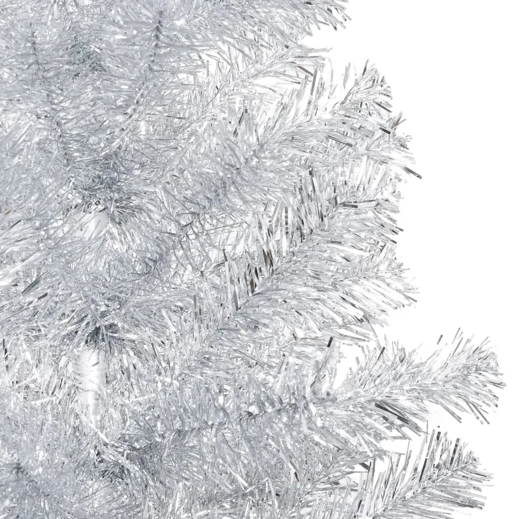 vidaXL Kunstkerstboom met LED's en kerstballen 240 cm PET zilverkleur