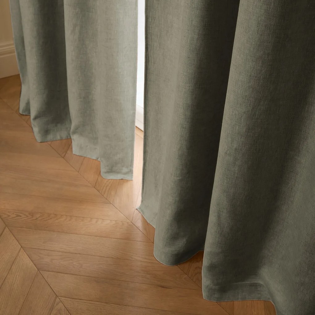 Verduisteringsgordijn van gewassen linnen, verborgen lipjes, Private