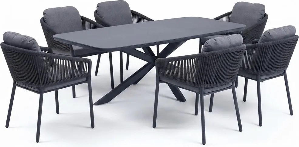 Sayanora Joshua dining tuinset 7 delig 240x110xH74 cm antraciet keramiek