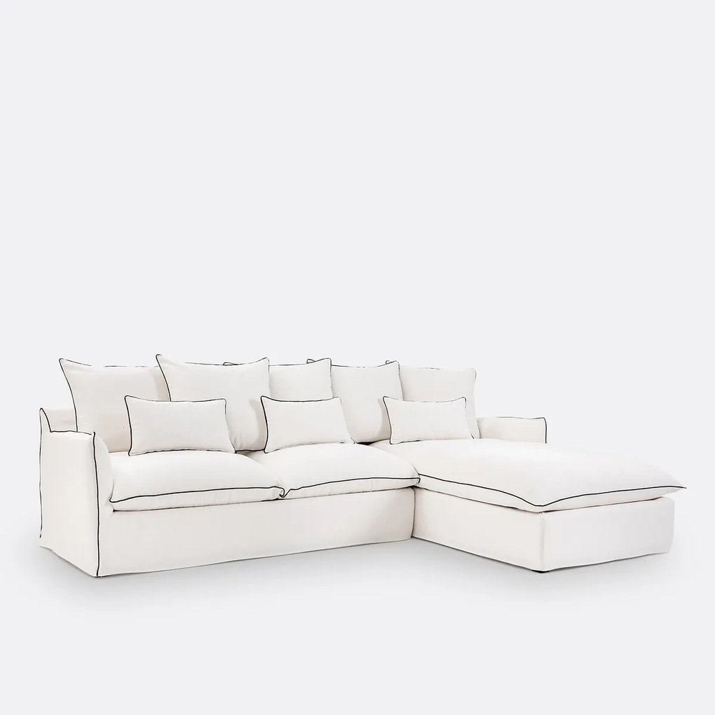 Bank, omvormbaar, slaapbank, afneembare hoes, 4-zits, dik linnen, Odna