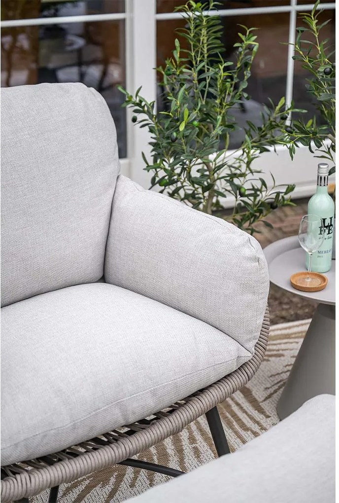 Garden Impressions Selene loungestoelen taupe - Tepa bijzettafel Ø50x48 cm