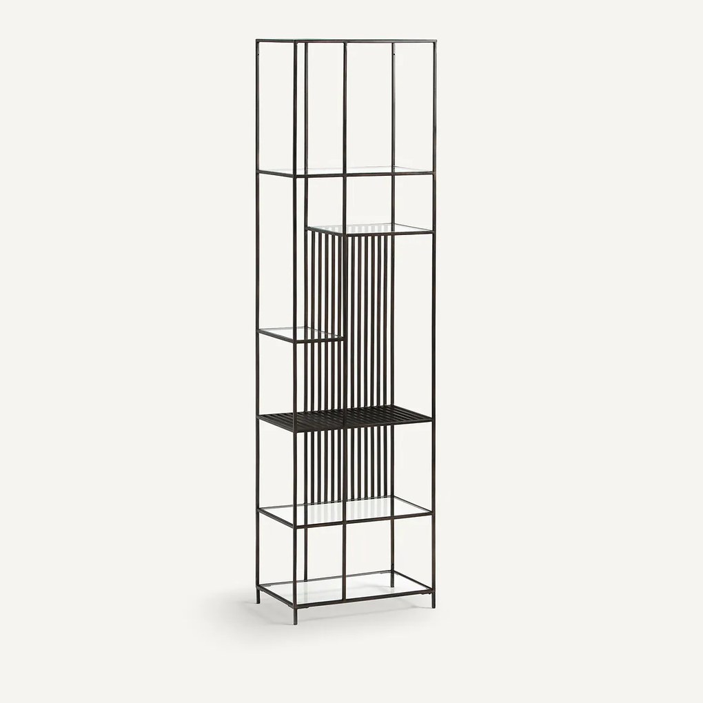 Boekenrek in staal en glas, Rectiligne