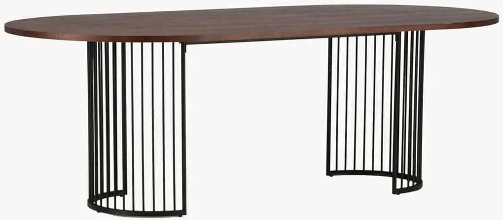 Ovale eettafel Hamneskär met houten tafelblad, 220 x 110 cm