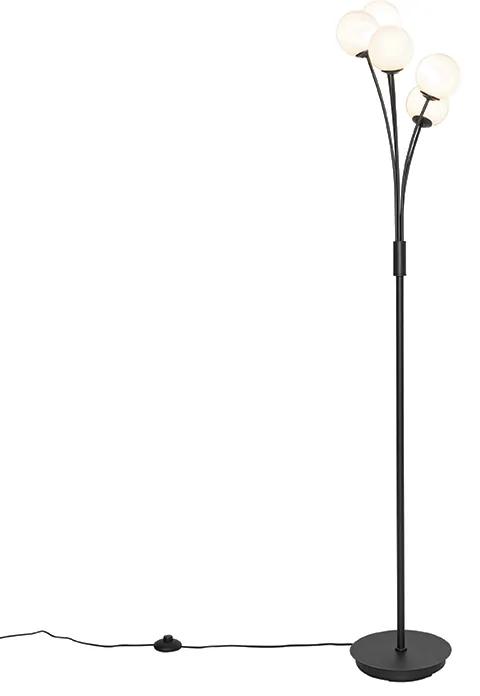 Moderne vloerlamp zwart met opaal glas 5-lichts - Athens Modern G9 rond Binnenverlichting Lamp