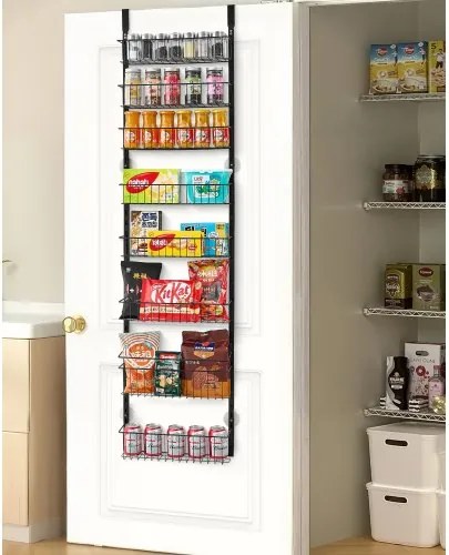 VEVOR Pantrykastorganizer voor boven de deur, 8-laags stalen hangende kruidenrekken, verstelbare wandplanken, voor thuis, keuken en badkamer, zwart