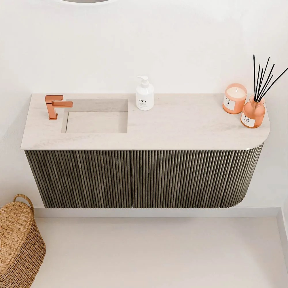 Mondiaz Joya DLux 80cm toiletmeubel ronding rechts shadow met wastafel faye links 1 kraangat meli