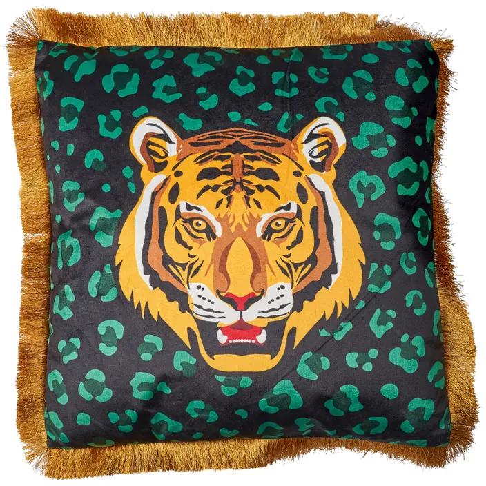 Kussen velvet tijger - groen - 45x45 cm