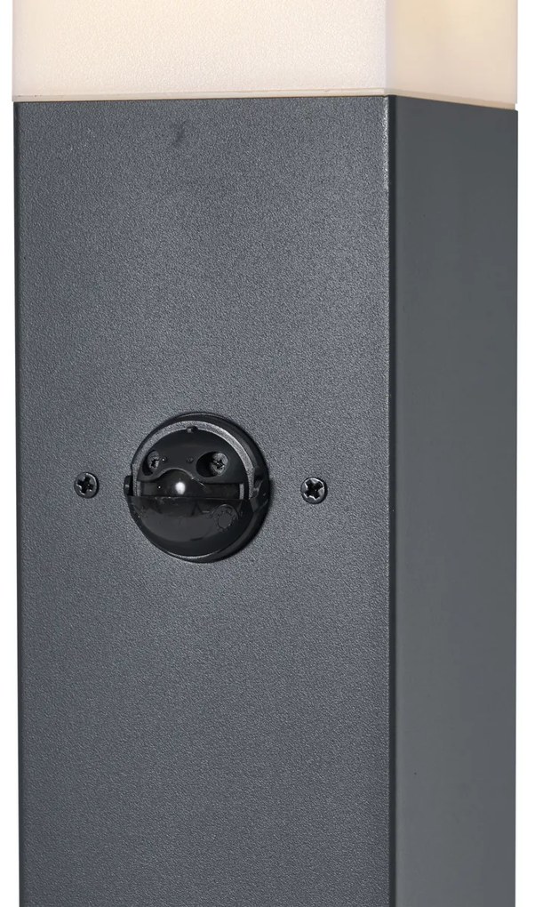 Buitenlamp donkergrijs met opaal glas 80cm IP44 met stopcontact en bewegingssensor - Malios