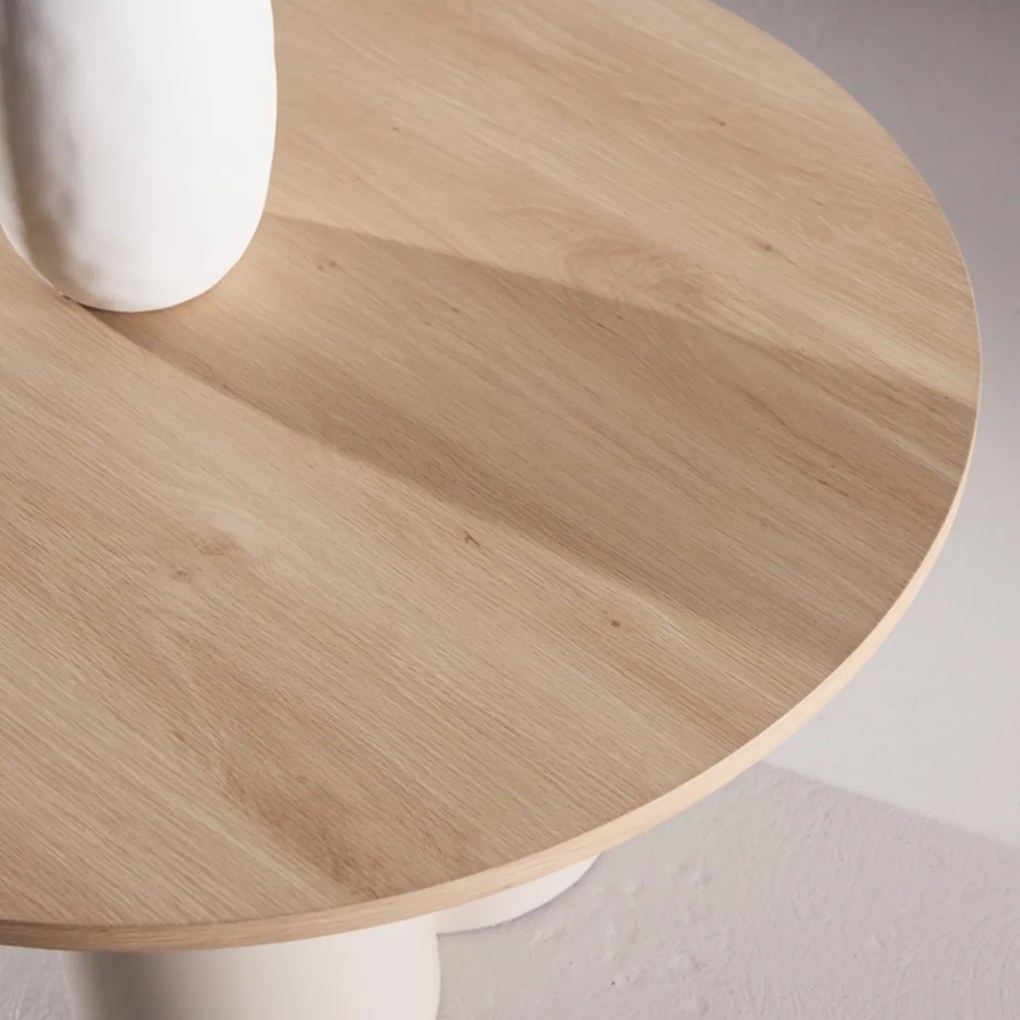 Salontafel Met Cilindervormige Poten Whitewash - 80 X 80cm.
