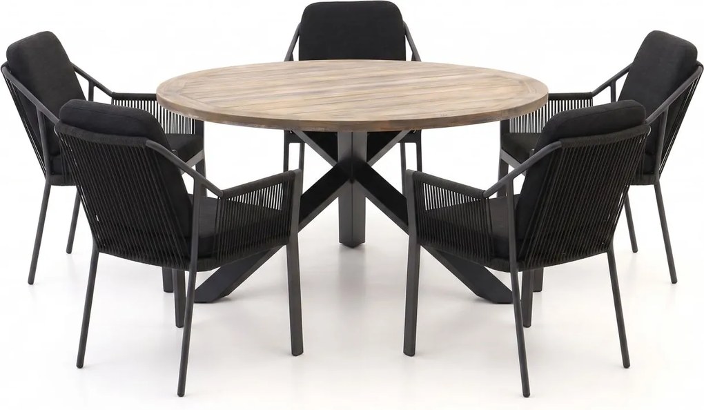 Diningset Tierra Outdoor | 5 personen teakhout | Tuinset stapelbaar | 6-delig | Kees Smit Tuinmeubelen