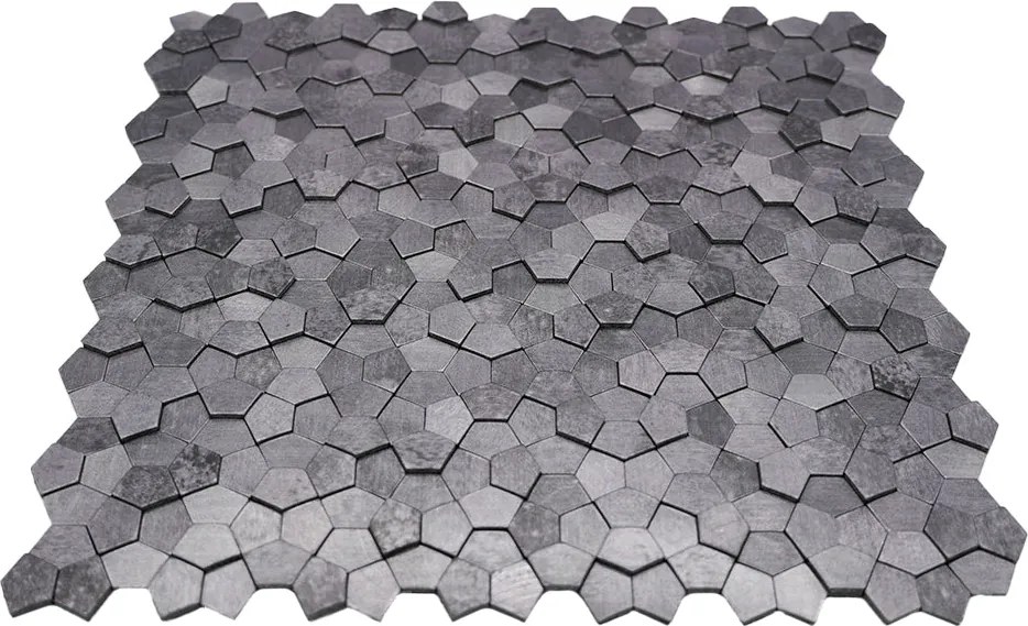 Zelfklevende Mozaïektegels Metaal | Pentagon 3D Grijs | 28,2×28,2 cm | Keuken, Bad & WC