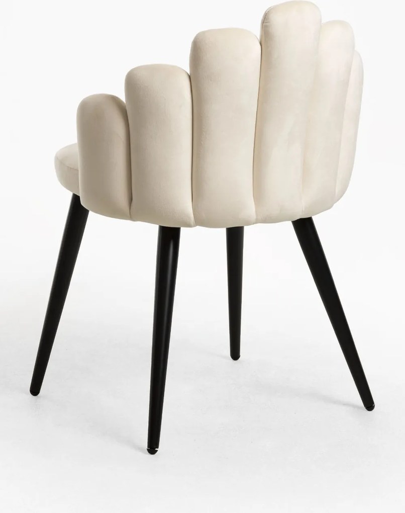 Set 4 Hand Fluwelen Stoelen Zwarte Poten