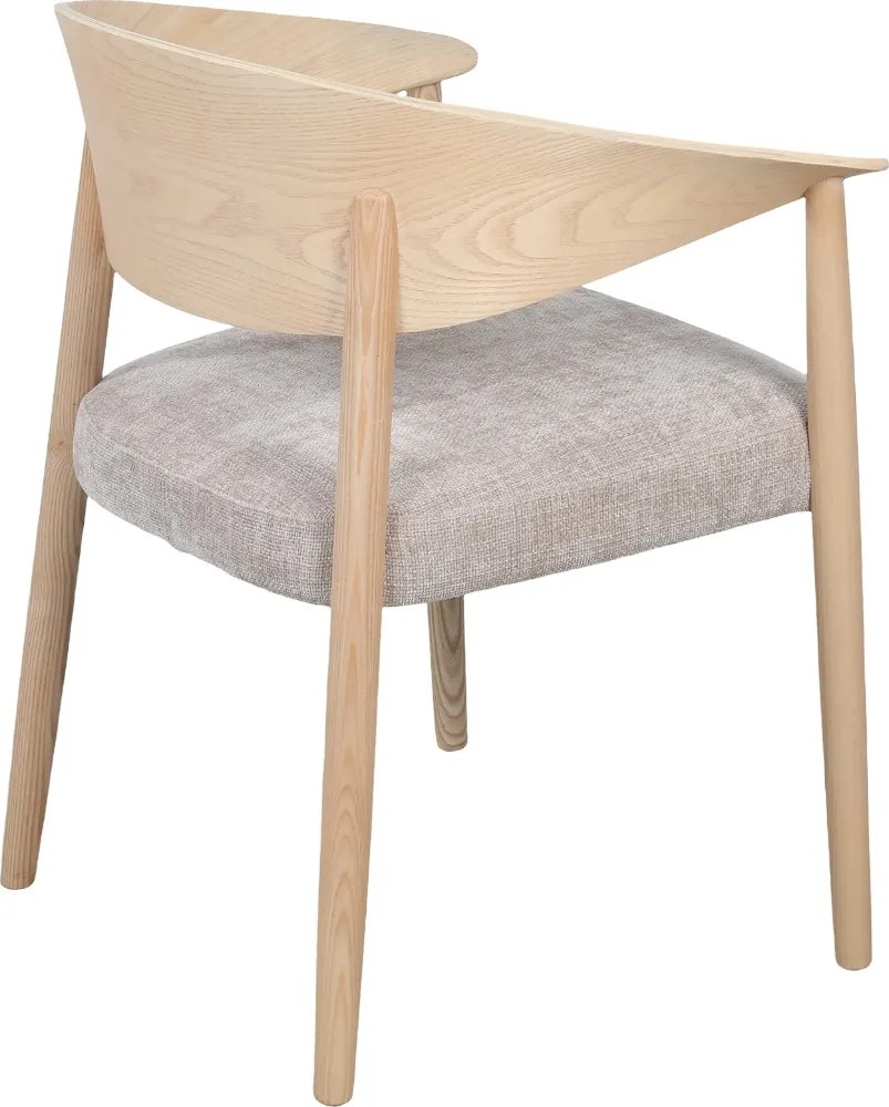 Eetkamerstoel Gebogen Hout Met Beige Stof