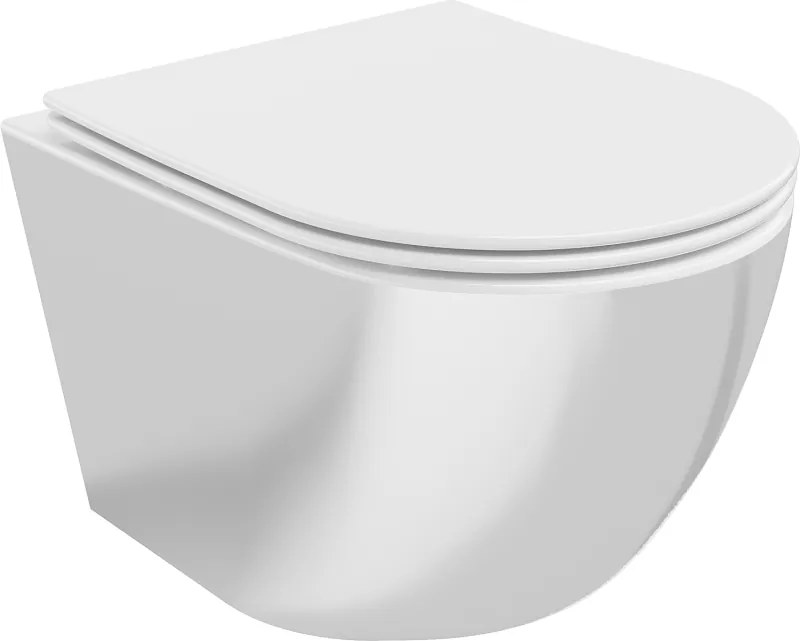 Mexen Lena WC-kom snelvrij met soft-close slim zitting, duroplast, wit/zilver - 30224004