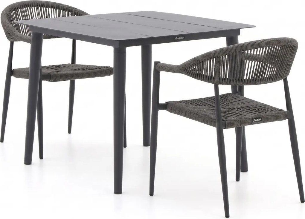 Diningset Manifesto  | 2 personen aluminium | Tuinset stapelbaar | 3-delig | Kees Smit Tuinmeubelen