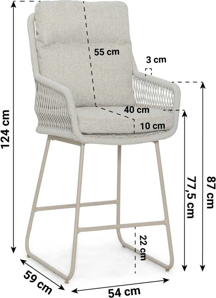 Barset 4 personen 150 cm Rope Zand/Beige Lifestyle Garden Furniture Vicente/Tavano