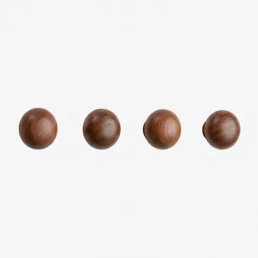 Set Van 4 Houten Wandhaken Crel Donker Acaciabruin - Sklum