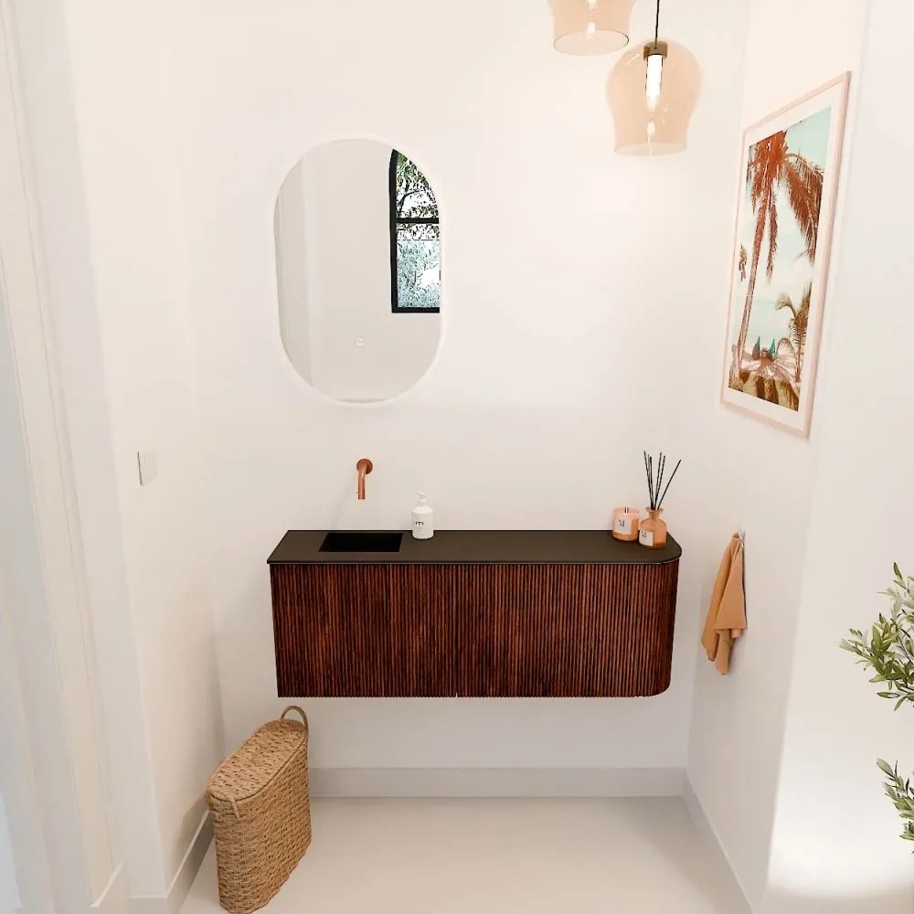 Mondiaz Joya 110cm toiletmeubel ronding rechts ruby met wastafel faye links zonder kraangat urban