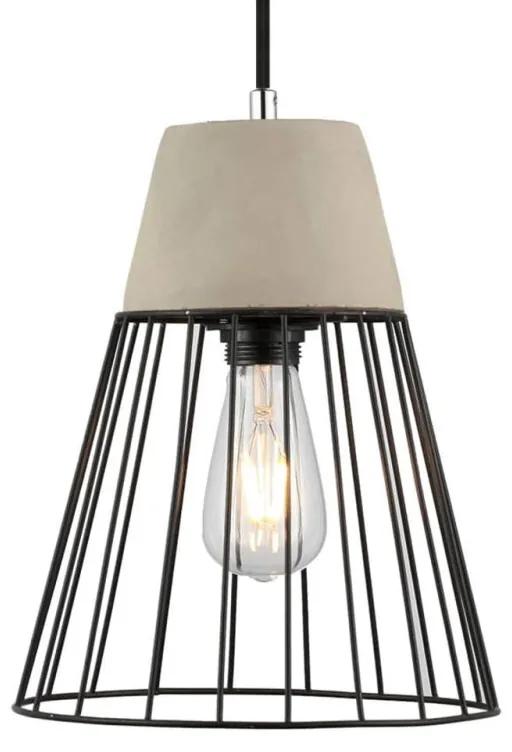 Vintage beton - Hanglamp - Draadlamp - 1 Lichts - Ã˜25cm - Grijs - Metaal