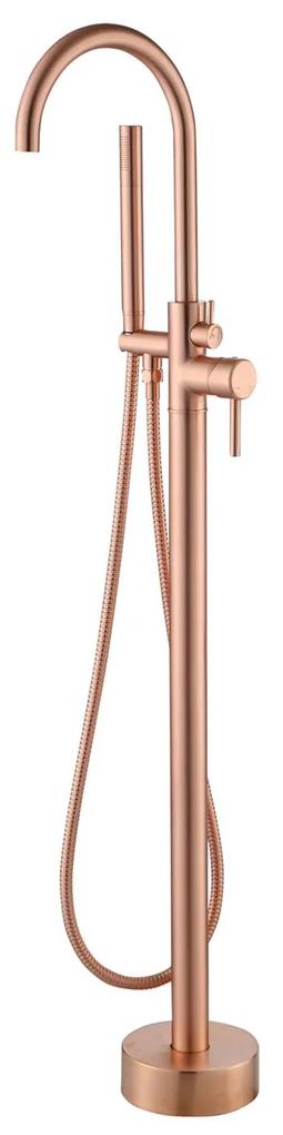 Vrijstaande Badmengkraan Best Design Lyon 120 cm met Handdouche Mat Rose Goud