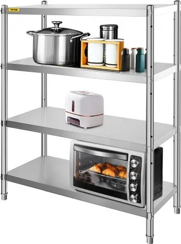 VEVOR roestvrijstalen plank, voor keuken, garage, berging, balkon, 48 x 18,9 x 59 inch / 122 x 48 x 150 cm