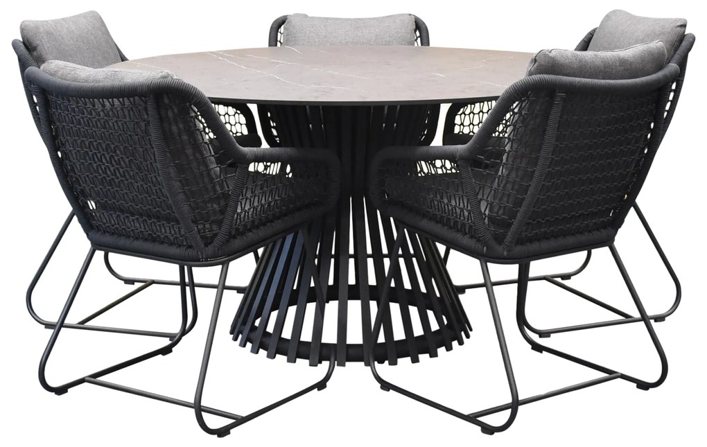 Savona Pasadena dining tuinset 140xH75 cm rond 6 delig aluminium