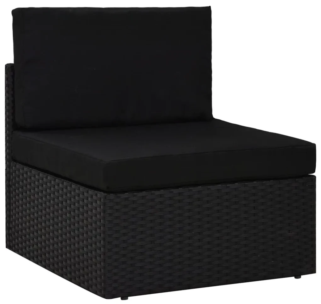 vidaXL 5-delige Loungeset met kussens poly rattan zwart