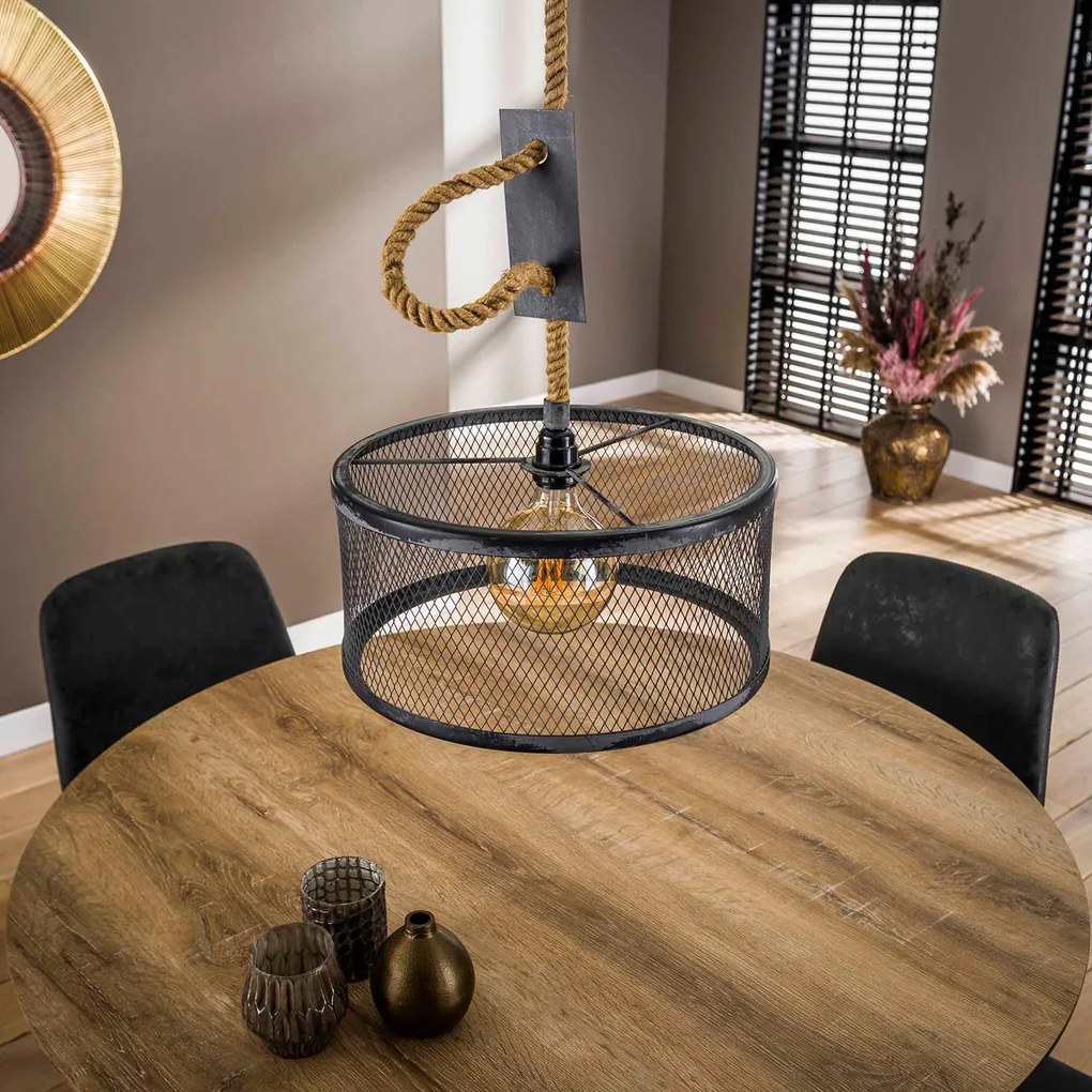 Industriele Hanglamp Grijs Met Touw