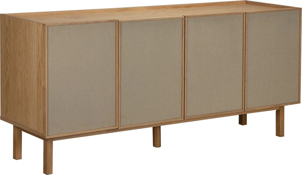 Eiken Dressoir Met Stoffen Deuren 180 Cm - 180x40x60cm.