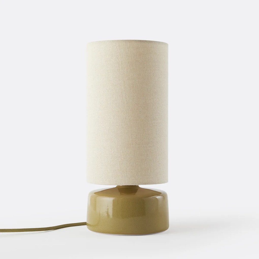 Tafellamp, van keramiek en linnen, hoogte 35 cm, AMAGA