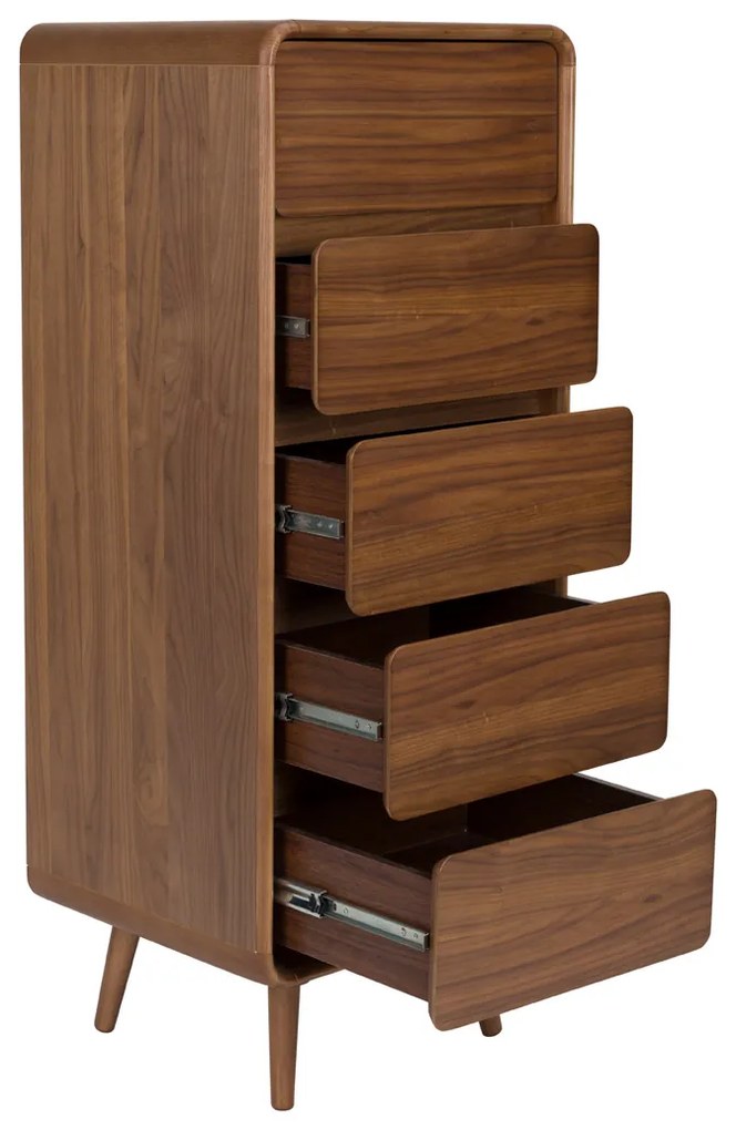 Zuiver Rise Walnut Design Ladenkast Gebogen Walnoothout - 40x45x112cm.