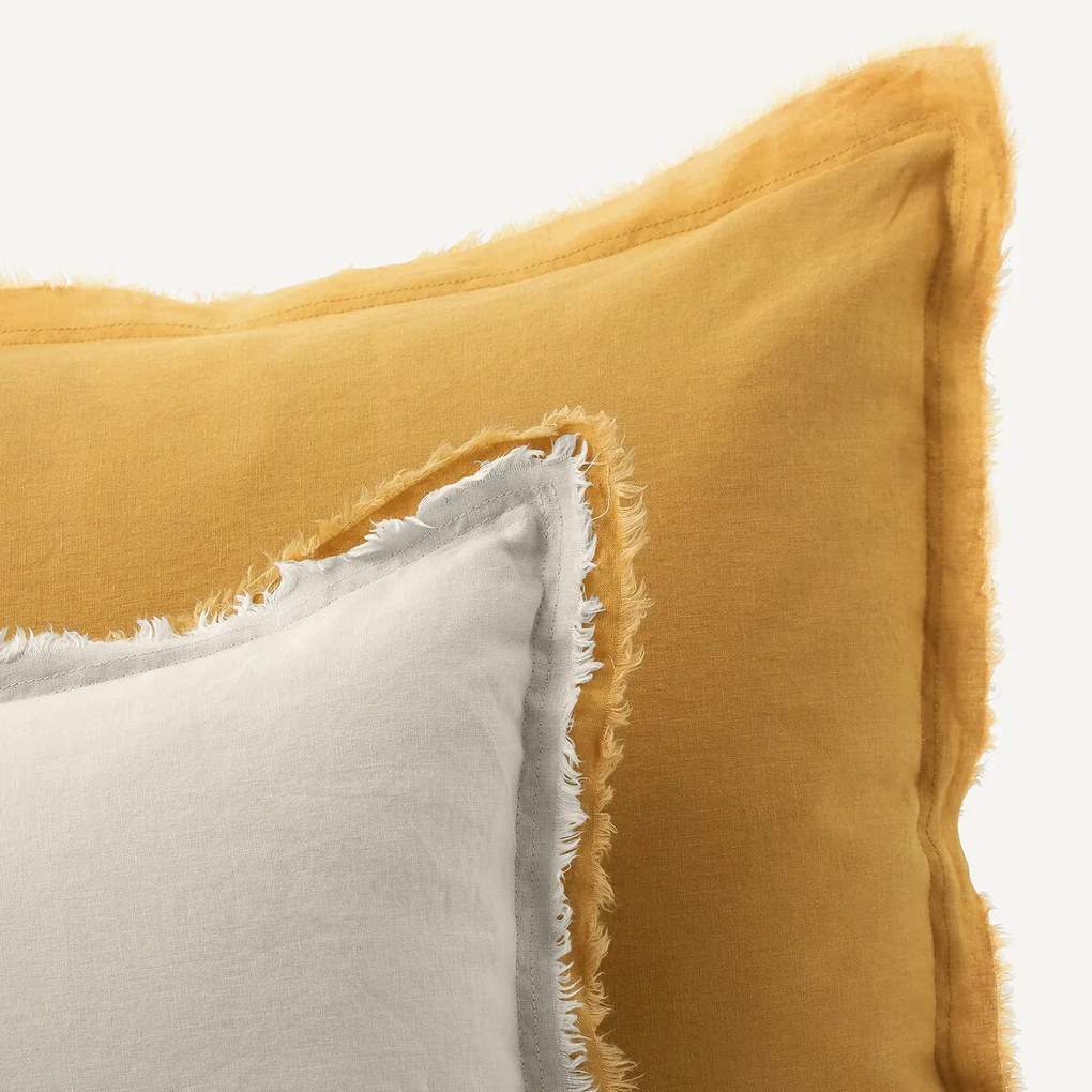 Gewassen linnen kussensloop met dubbele franje Alhanasia