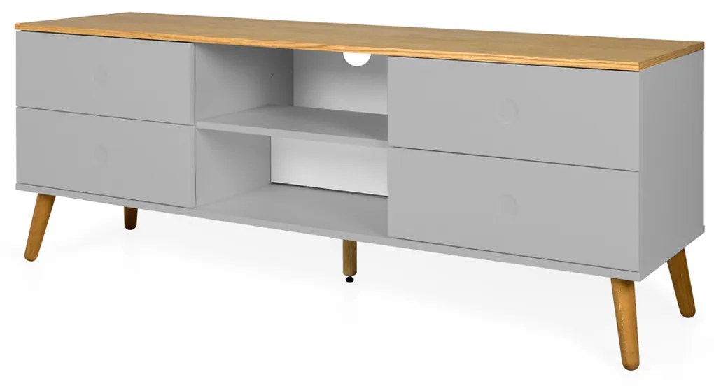 Tenzo Dot Tv-meubel Mat Grijs Met Eiken - 162x43x60cm.