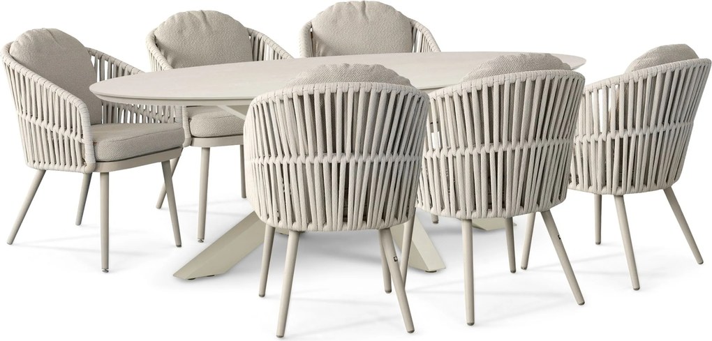 Tuinset 6 personen 240 cm Rope Zand/Beige Santika Furniture Santika
