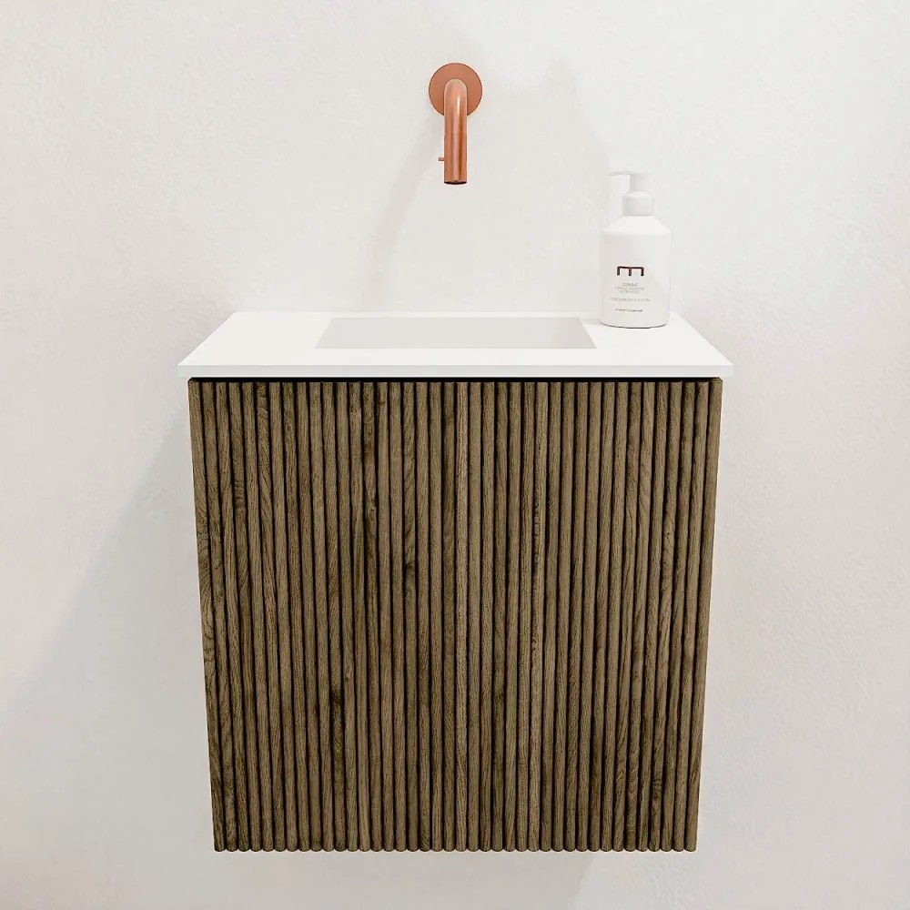 Mondiaz Joya 40cm toiletmeubel dusk met wastafel faye midden zonder kraangat talc